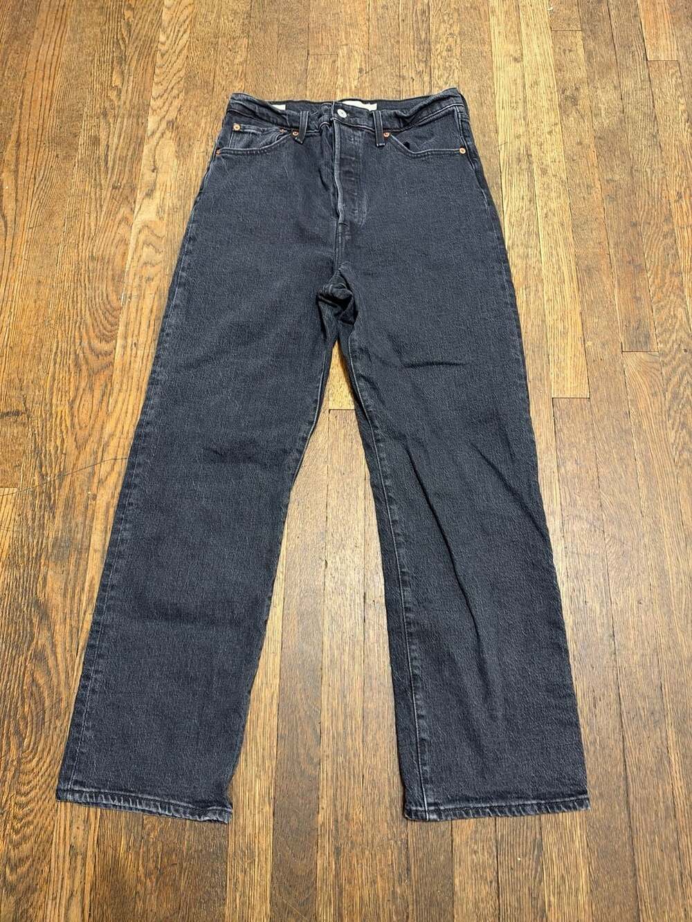 Levi's Ribcage Straight Ankle Jeans Size 31x29 Black Denim